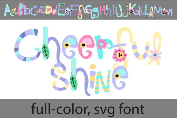 Cheerful Shine: A Whimsical Full-Color Font for Creative Projects